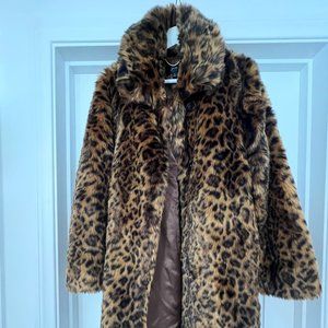 J.Crew Faux-fur Leopard Coat  - Size M